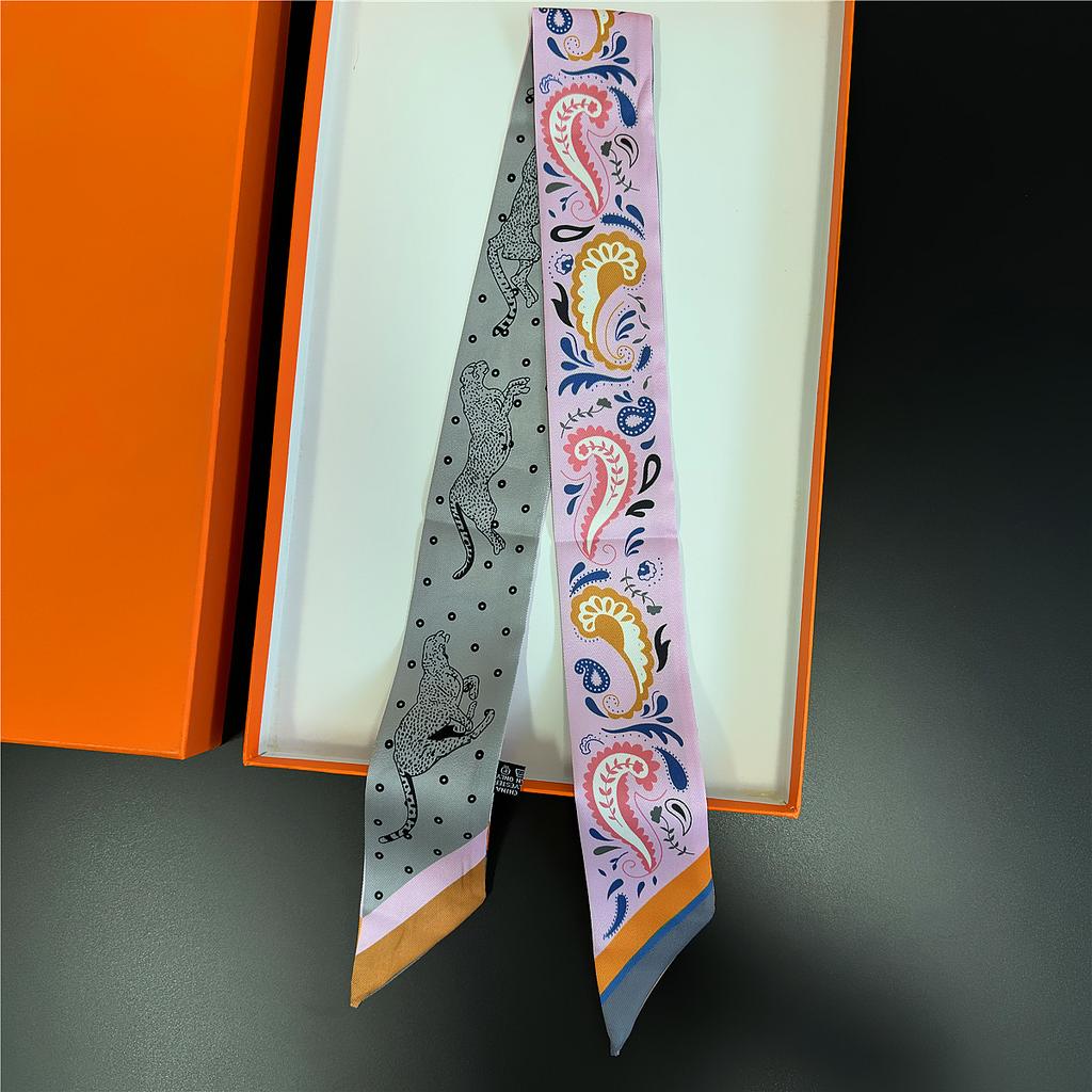 Gorgeous Saddle Twill Silk Scarf Women Fashion Scarf Luxury Skinny Bag Scarves Brand Design Foulard  Neckerchief Hair Headband