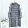 2025 Autumn and Winter New Light Down Jacket Women's Medium and Long Long Over Knee Lengthened Hooded Slim-fitting Thin Jacket Korean Version