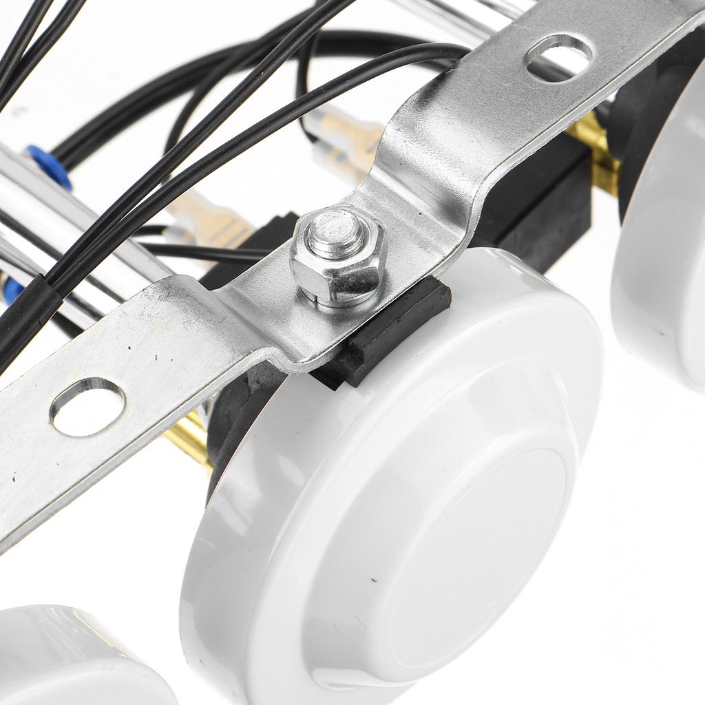 12-24V 6 Trumpet Car Air Horn Kit Ultra Loud 10 Different Sounds Control 1 pc Silver