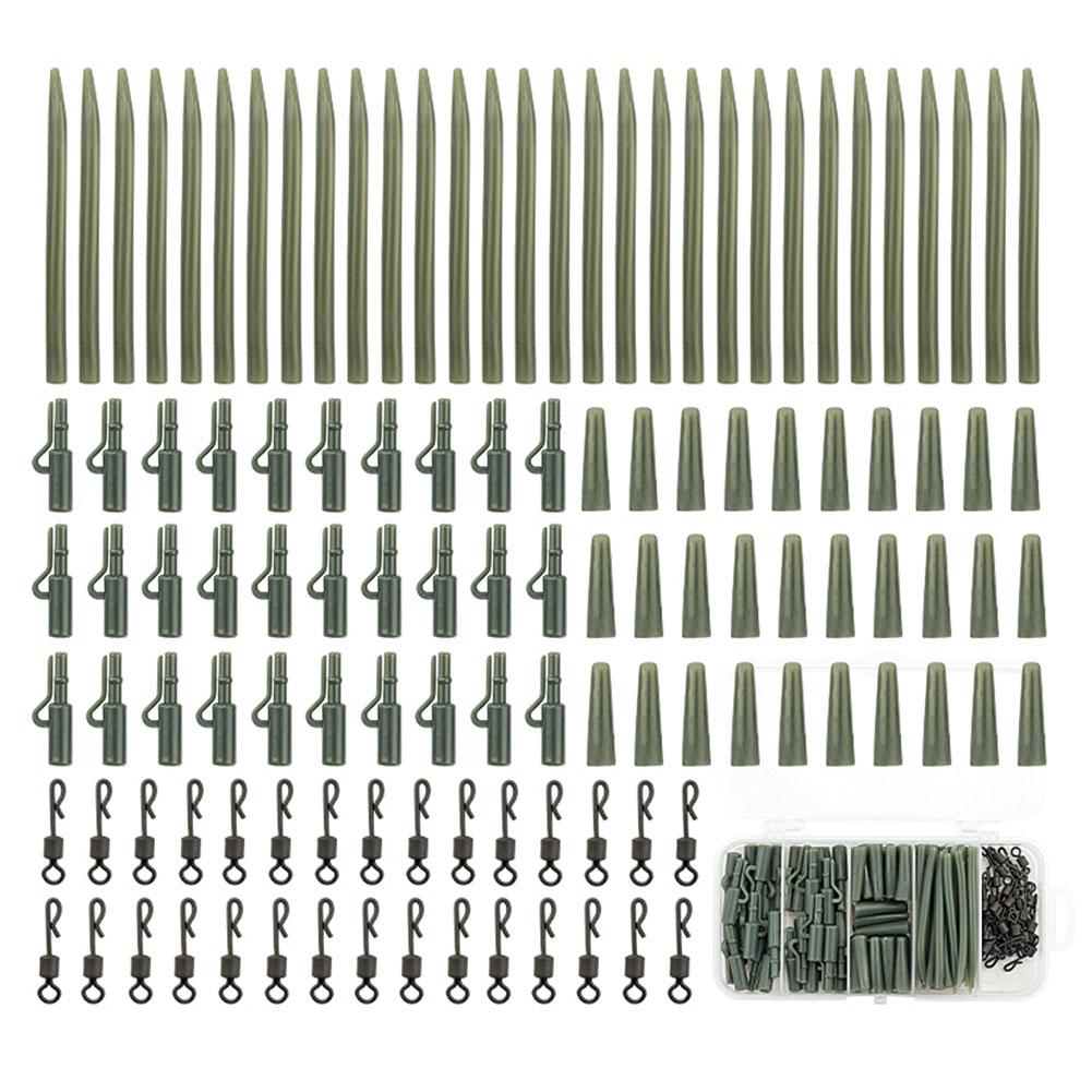 

120Pcs Carp Fishing Accessories Set Clips Swivels Tail Sleeves Carp Fishing Terminal Fishing Accessories for Carp Rig зелений