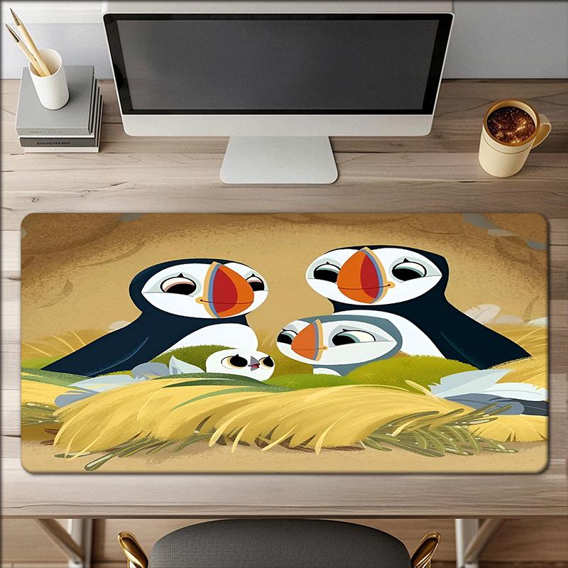 Puffin Rock Theme Mouse Pad, Non Slip Rubber Base, Multifunctional Office & Home Decor, Perfect for Workspace Personalization.