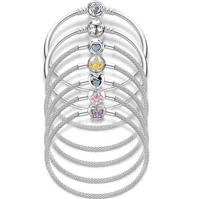17-20CM 925 Silver Bracelets For Women Star Moon Butterfly Cat Claw Lotus Golden Crown Bracelets Fit DIY Charms Pendants Jewelry