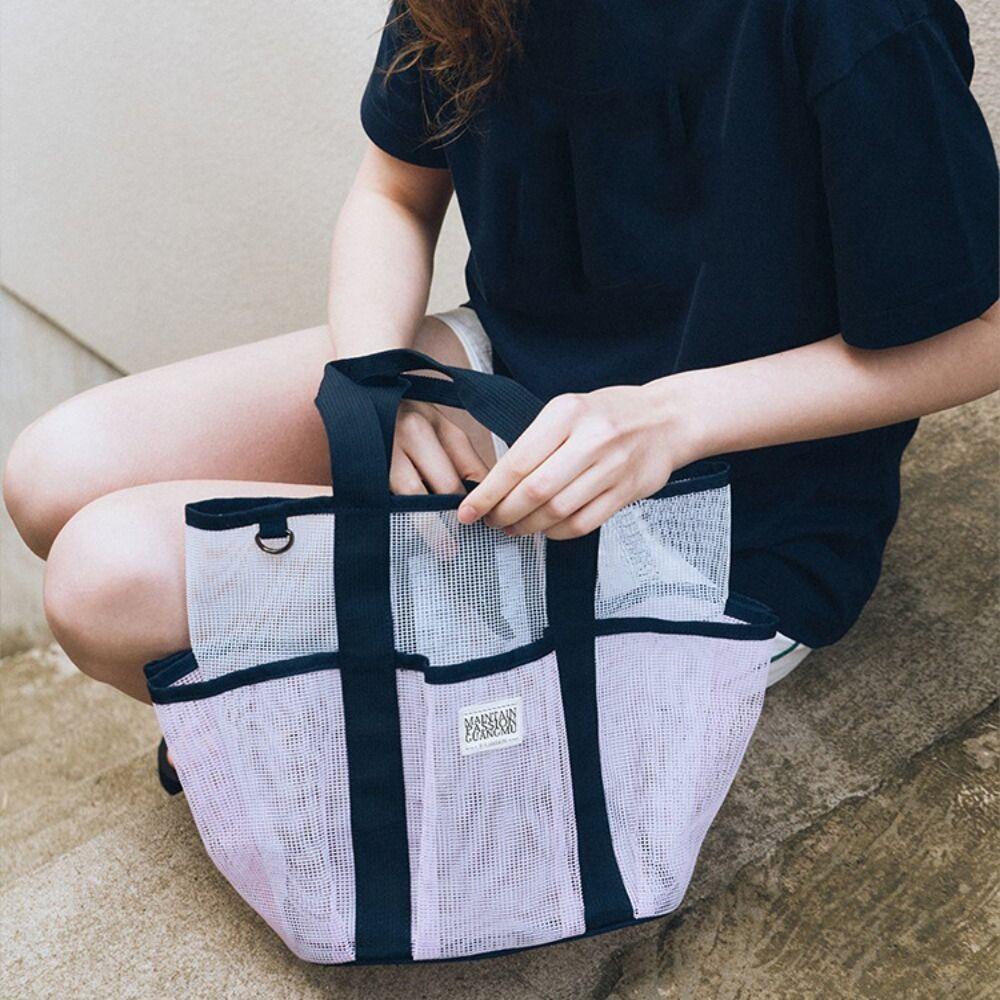 

Large Capacity Toiletry Tote Bag Foldable Wash Storage Bag Shoulder Bag Mesh Beach Bag Travel