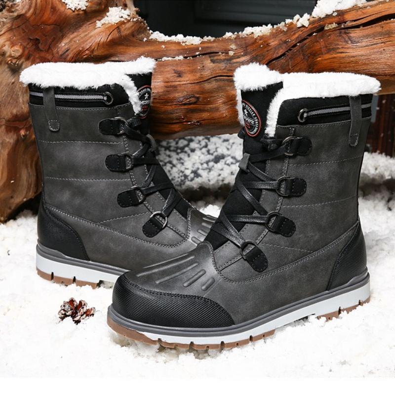 2026 Men's Winter High-Top Boots Warm Cotton Shoes Snow Boots Comfortable Breathable Round Toe Rubber Sole