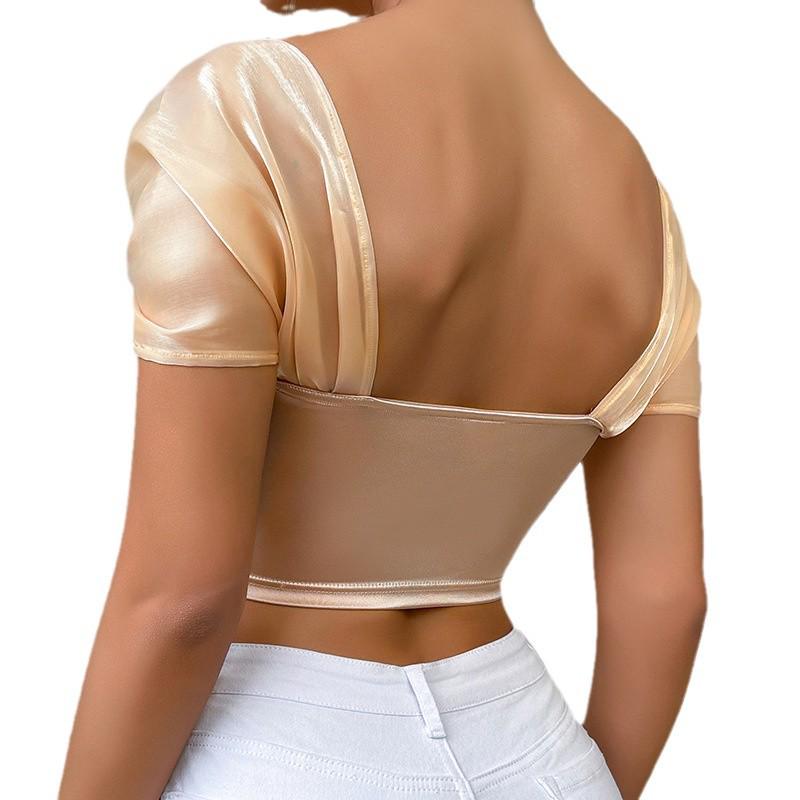 Sexy Satin French One-Shoulder Tube Top Vest