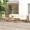 VidaXL Garden Lounge Set 7 Pcs with Cream White Cushions Bamboo 3155181