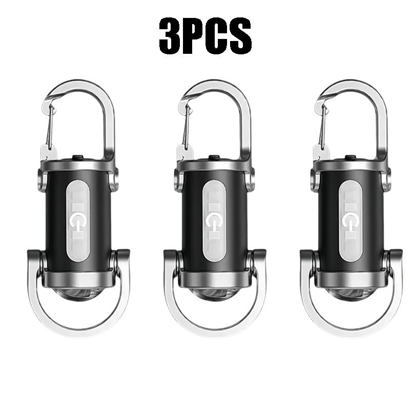 Mini Keychain Flashlight Rechargeable Pocket COB Working Light Outdoor Hook Emergency Warning Light for Camping Walking Hiking