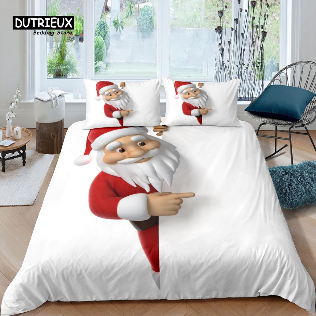 Home Living Luxury Santa Claus Bedding Set Christmas Duvet Cover Set Pillowcase Kids Bedding Set Queen and King EU/US/AU/UK Size