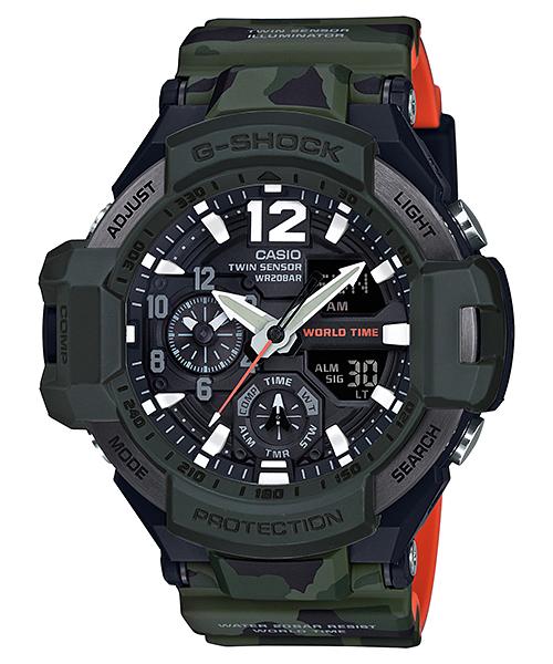 

Чоловічий годинник Casio зі сталі 200M водостійкий Аналоговий ударостійкий Кварцовий GA-1100SC-3A зелений