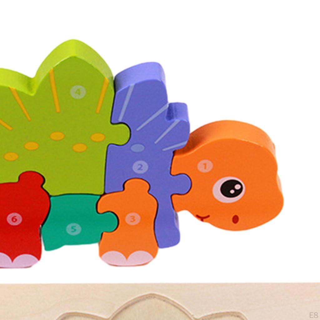 Children's Wooden Puzzle Dino Colors 3D Cognition Interactive Animals Montessori Toys for Children