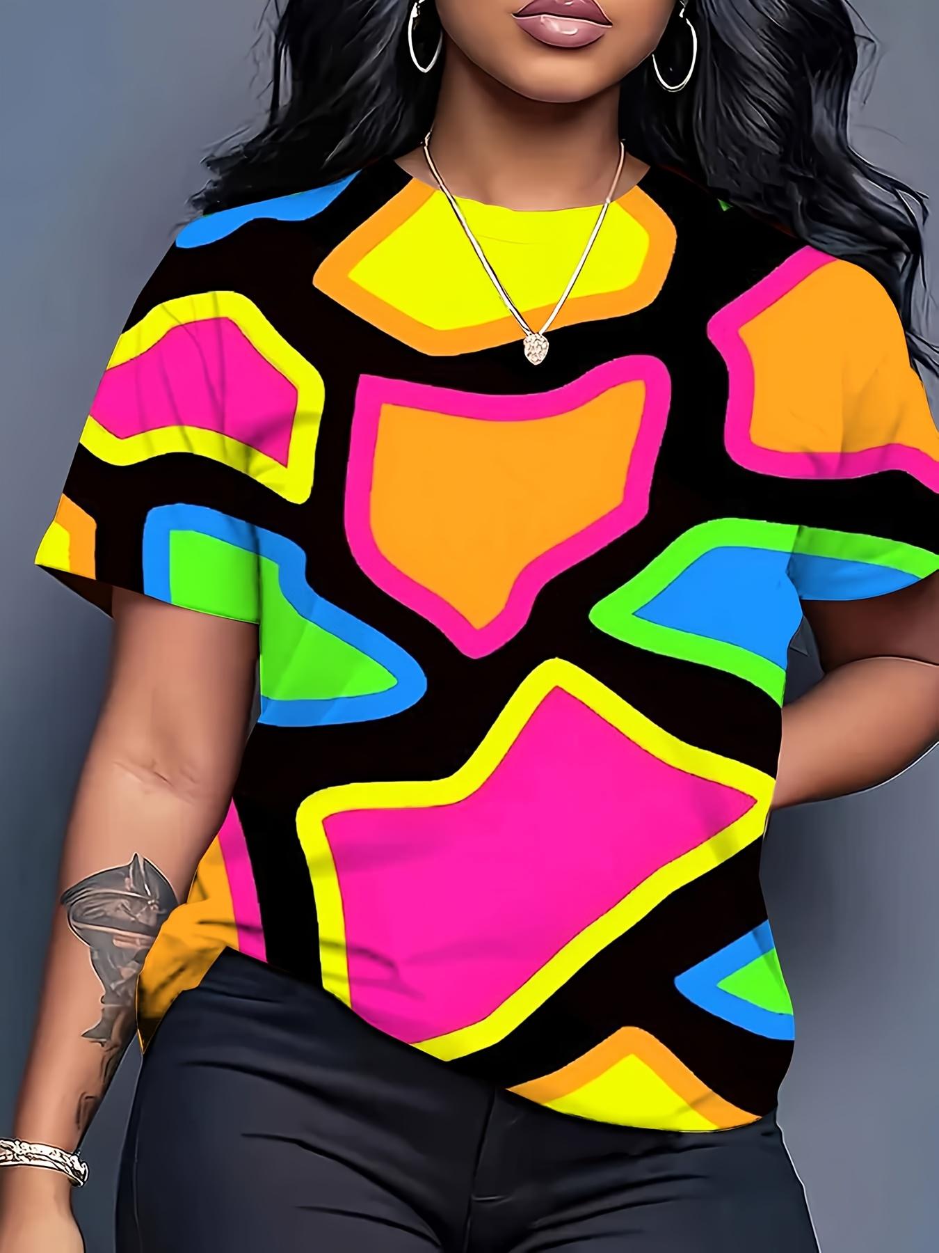 

Women s mid-century T-shirt plus size suitable for casual and sports scenes XXS