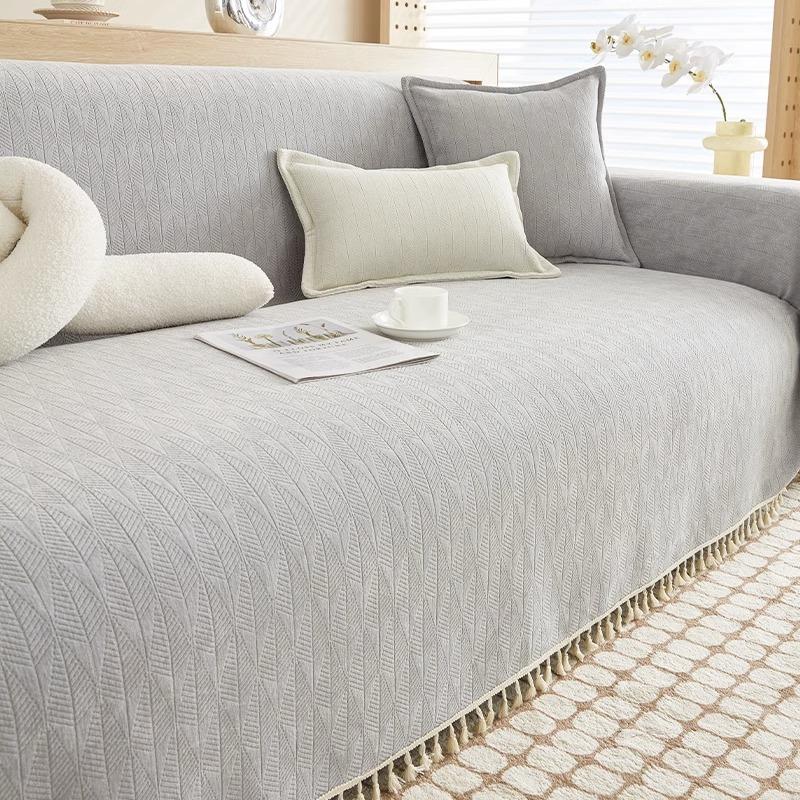 Chenille Sofabezug für alle Jahreszeiten, Vollbezug Sofa Release Ins Style Einfacher Sofabezug Stoff Einfarbig Sofakissen Decke