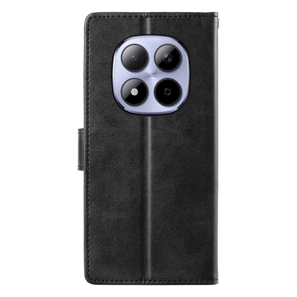 For Xiaomi Redmi Note 15 Pro 5G (Global) Case Stand Wallet Calf Texture PU Leather Flip Phone Cover with Wrist Strap