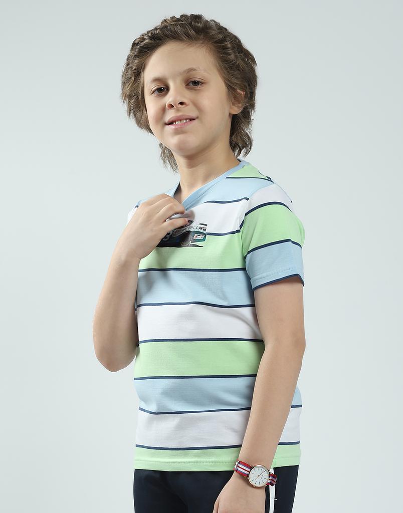 Monte Carlo Boy's Striped Pattern Regular Fit Half Sleeve T-Shirt