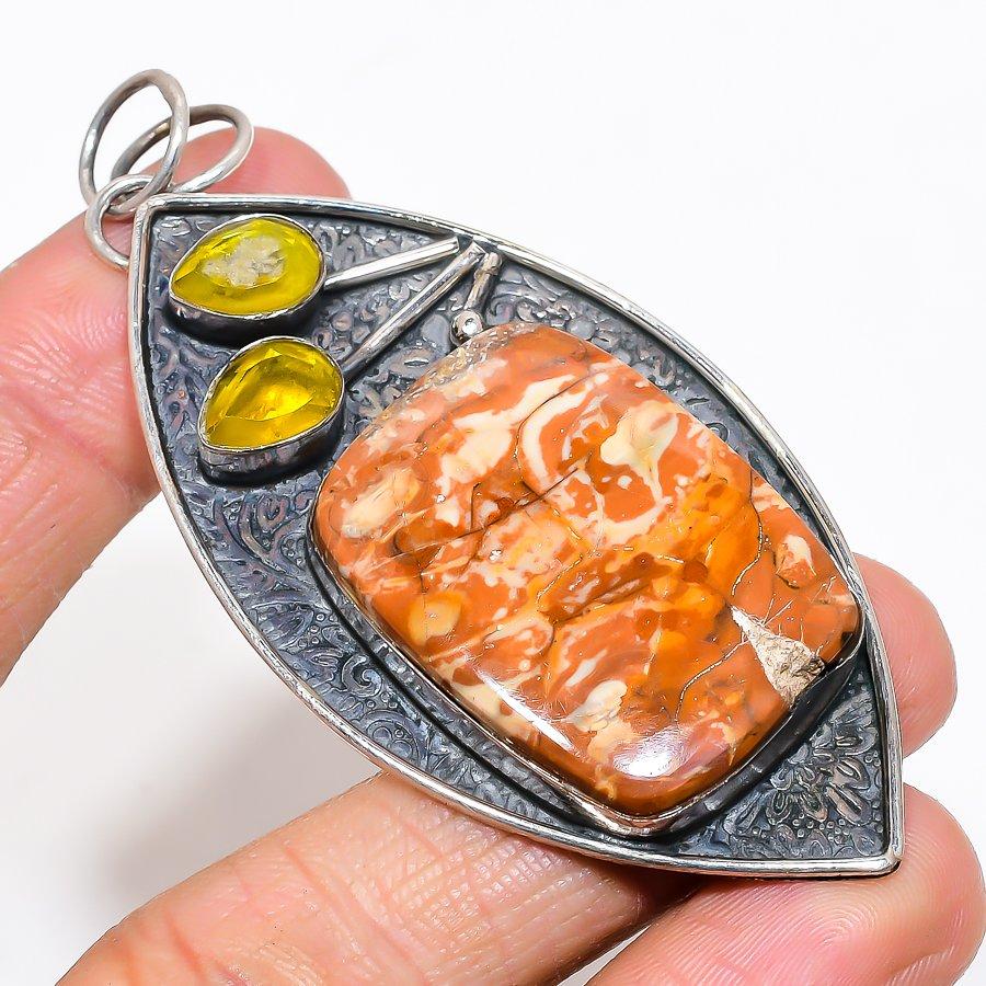 

Natural Bird Eye Jasper Gemstone 925 Sterling Silver Jewelry Pendant 3.23 AP-14019