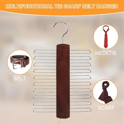 Wooden Tie Rack Space Saving Tie Rack Hanger Multifunctional Small Items Storage Rack for Ties Belt Scarf Organize
