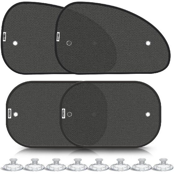 2025 New Upgrade Car Window Shades For Side Window(4 Pack),Car Window Shade For Baby With 8 Suction Cups,Sun Shade Side Window Can Blocks 99.98%