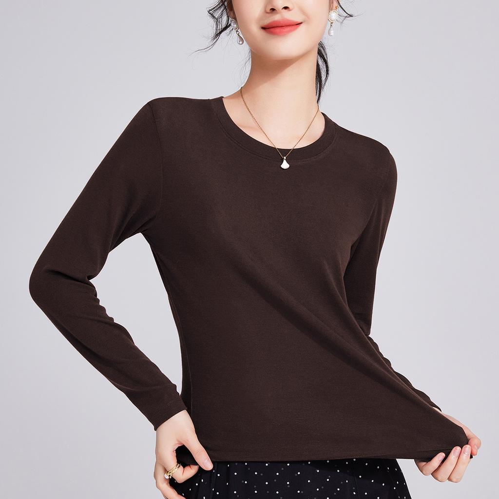 New Tencel, Soft Waxy Slim-fitting Bottoming Shirt with Long-sleeved Women's Spring and Summer Top