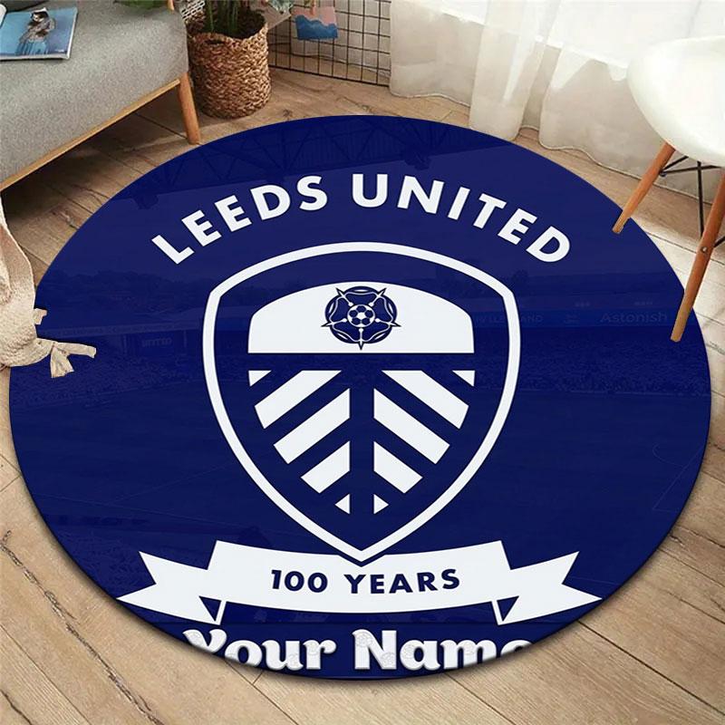 Leeds United Custom Name Round Area Rug,Carpet Rug for Living Room Bedroom Sofa Playroom Decor,Non-slip Floor Mat