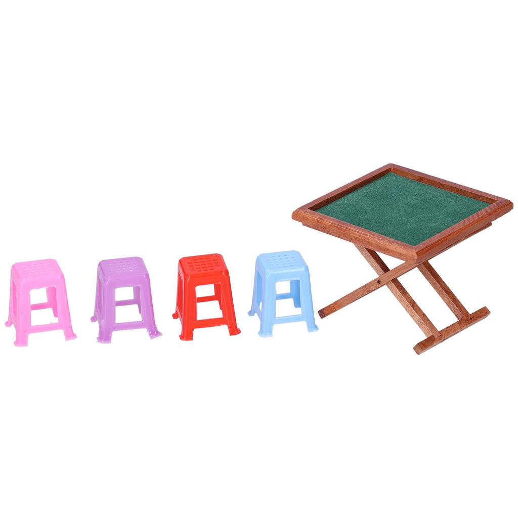 1:12 Puppenhaus Miniatur Mahjong Tisch Hochsimulierter Mahjong Tisch mit Stuhl Mahjong