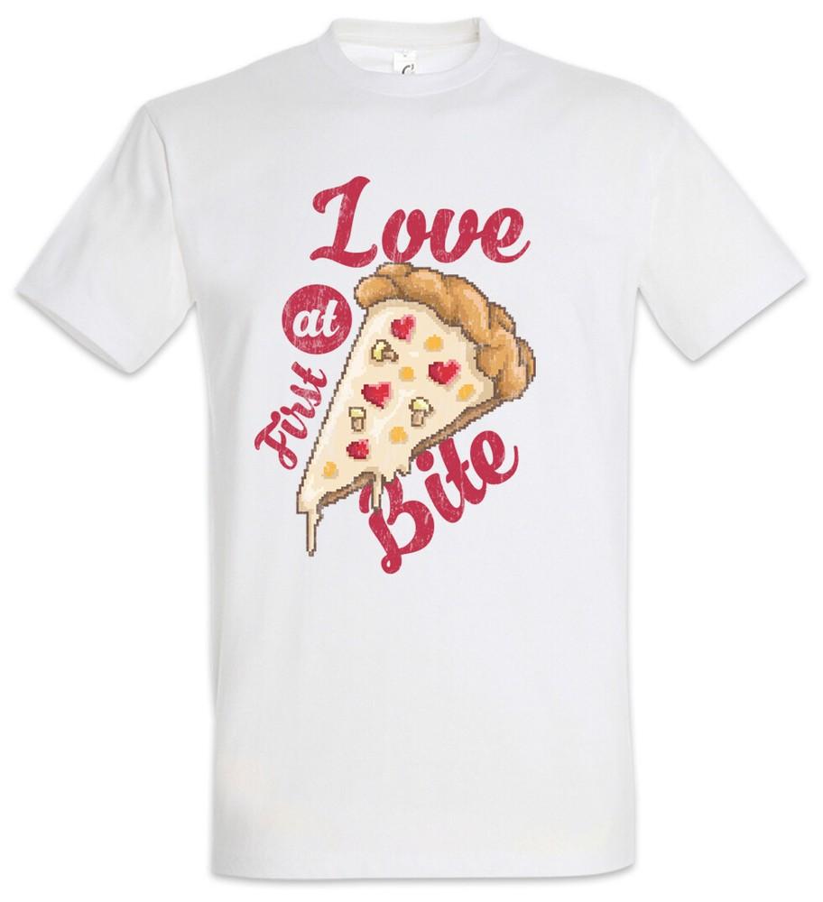 

Love At First Bite T-Shirt Pixel Retro Italia Fun Geek Nerd Pizza Love Addiction S