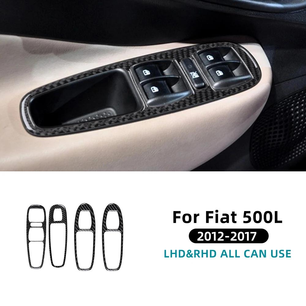 Real Soft Carbon Fiber Sticker For Fiat 500L 2012 2013 2014 2015 2016 2017 Car Door Handle Speedometer Steering Wheel Trim
