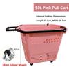 Thickened Plastic Shopping Basket with Wheels Handheld KTV Basket Convenience Store Caddy Vegetable Basket Pull Rod Basket