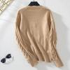 Herbst Winter Vintage Lose Langarm Top Einfarbig Pullover Strickwaren V-Ausschnitt Pullover