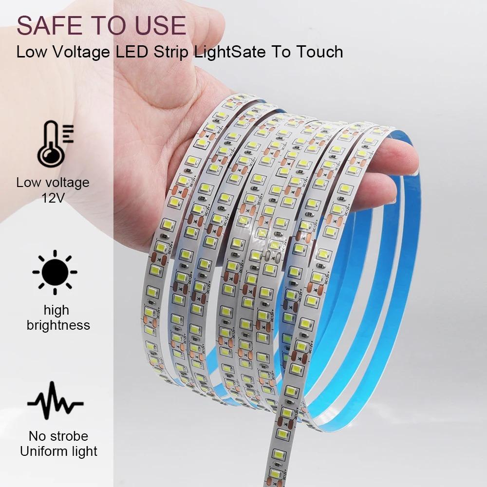 DC 12V LED Strip SMD 2835  Red Blue Pink Yellow Ice Blue White Home Decor Flexible Ribbon Tape Rope Lights 5M/Roll