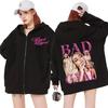 Singer Bad Gyal Vintage 90s Graphic Zipper Hoodies Men Women Harajuku Fashion Aesthetic Hoodie Jacket Comfort Zip Up Sweatshirts