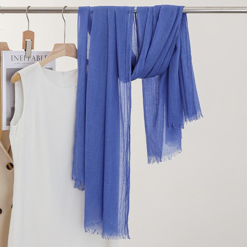 Monochrome Thin Scarf Women'S Sunscreen Shawl Solid Color Simple Imitation Cotton And Linen Silk Scarf High-End Yarn