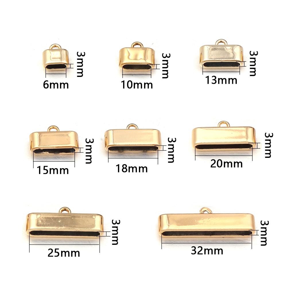 10pcs Alloy Metal End Caps Crimp Beads Clasp DIY Bracelet Necklace Flat Leather Cord End Clasps Connectors for Jewelry Making