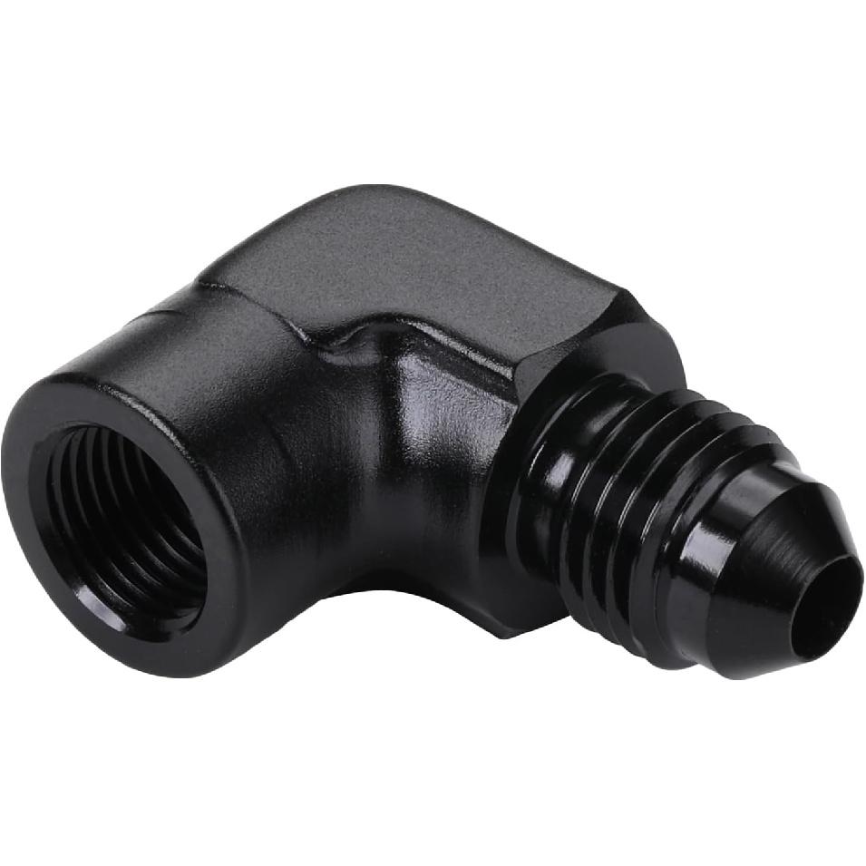 4AN Male Flare to 1/8 NPT Female 90 Degree Fitting Adapter Aluminum Black