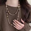 Handmade Layered Tigers Eye Brown Pearl Necklace 118cm Long Chain Minimalist Chic Statement Jewelry Women Daily Wear