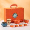 Zhuijia Blue Ceramic Tea Set (1 Pot, 4 Cups)
