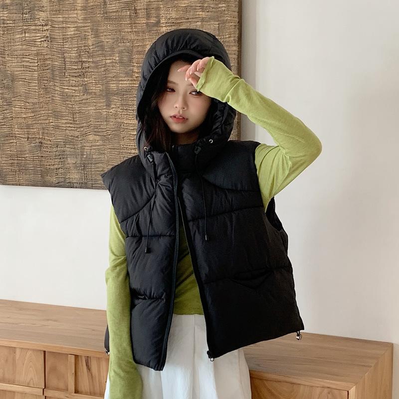 2025 autumn and winter new cotton vest women's Korean version loose stand-up collar loose girlfriend clothing cotton vest outer jacket