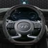 Carbon Fibre Leather D Shape Car Steering Wheel Cover For Hyundai Creta II    2024 Auto Accessories