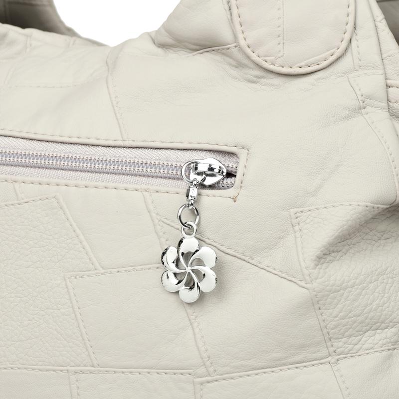 Women's Vintage Leather Shoulder Bag Multi-Zipper Pocket Crossbody Bag with Braided Detail Casual Handbag for  Use for Daily Life and Weekend Outings