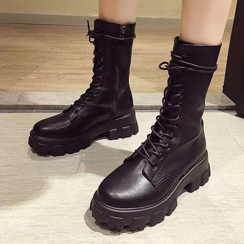 Fashion Spring Autumn Women Ankle Boots High Heels Platform Shoes Femme White Black Short Boots Lace Up Ladies Party Shoes Plus Size