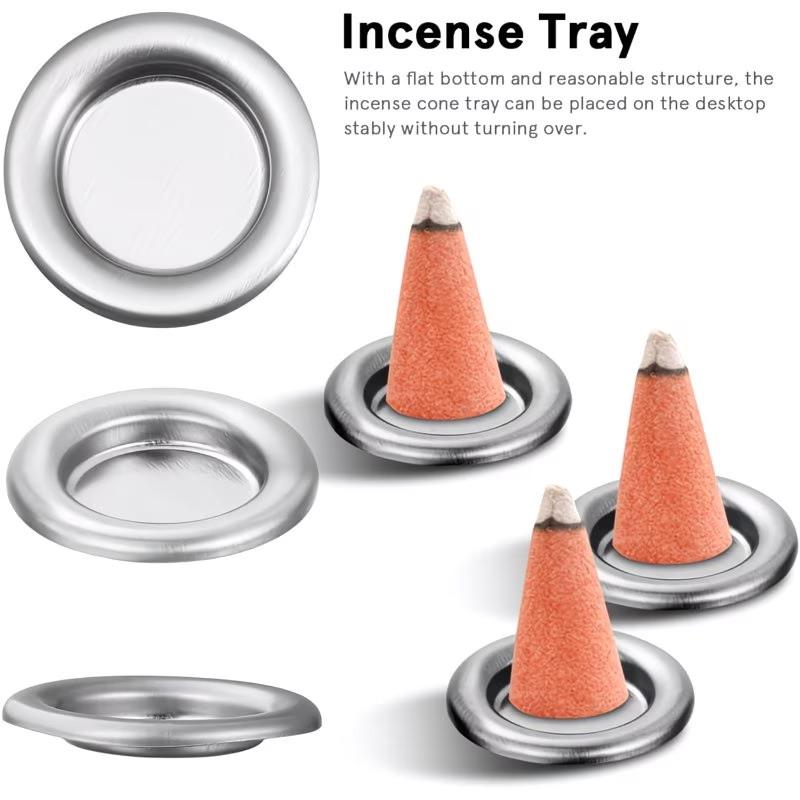 Small Metal Disc Incense Holder 10Pcs Anti-Scratch Heat Resistant Tray for Incense Cone Tower Home Decoration Gift