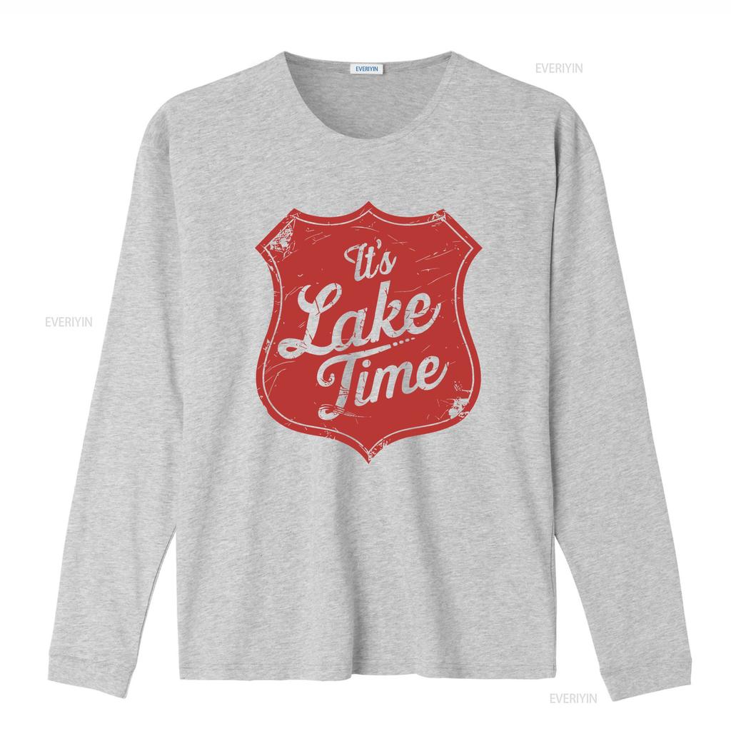 Its Lake Time Retro Shield T Shirt Vintage Style Summer Vacation vintage Washed Top For Everyday Wear Casual Versatile fashion