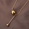 Chic Gold Minimalist Titanium Steel Neck Chain With Unique Round Ball Pendant Design