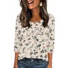 343/4 Sleeve Shirts For Women Cute Print Graphic Tees Blouses Casual Plus Size Basic Tops Pullover