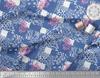 Soimoi Purple Japan Crepe Satin Fabric Brush Stroke & Leopard Animal Skin Printed Fabric 1 Metre 42 Inch