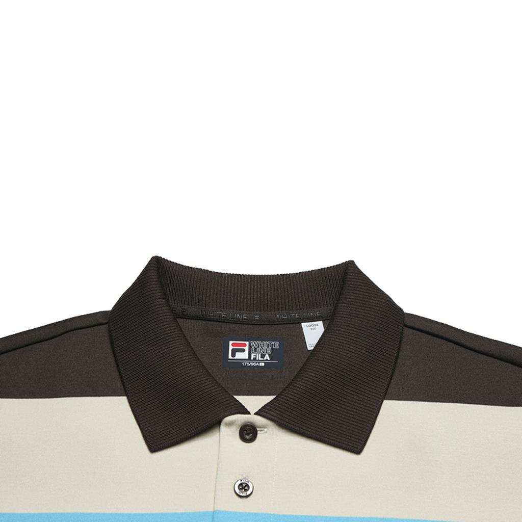 Fila Original Simple Fashion Retro Trendy Striped Comfortable Versatile Loose Knit Long Sleeve Polo Shirt Men Tops Dark-Brown F11M619216FBN