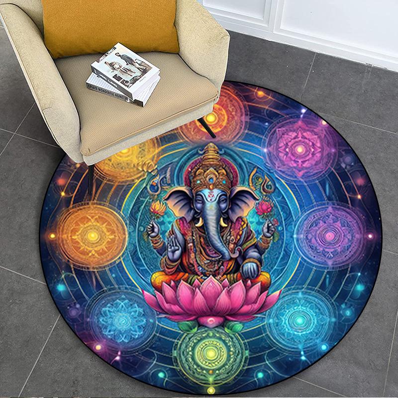Lotus Meditation Circular Rug Office Decorative Carpet For Living Room Bedroom Door Mat Floor Carpet Computer Chair Area Rug Viking Theme Decor