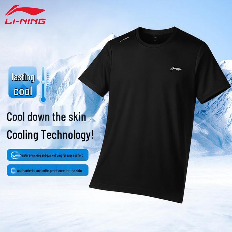LI-NING Men s Moisture-Wicking Breathable Sports T-Shirt XL/180 чёрный
