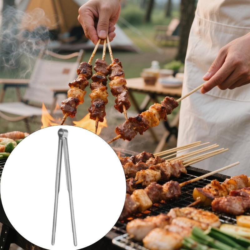 Household Kitchen BBQ Tongs Heat Resistant & Rustproof Grilling Serving Tongs Cooking Tweezers with Ergonomic Grip