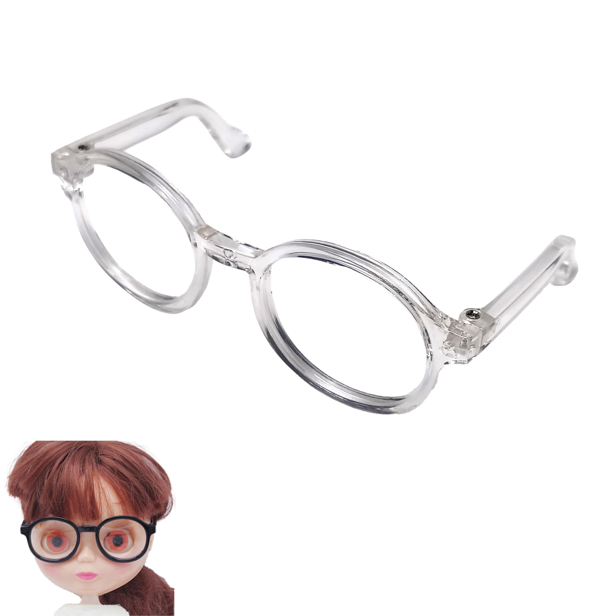 

DOYOUCOTO Glasses Plush Doll, Chibi Plush, Oshikatsu, Round Glasses, Mini Doll Parts, Small Plush Toy, Pet Figure, Handmade Material (Clear, 9cm)
