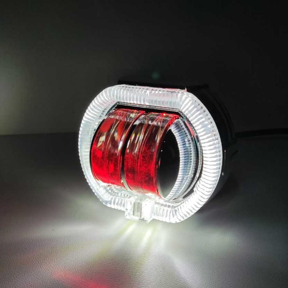 

Motorcycle Modified LED Headlight Dual Aperture Motorbike Spotlight Red+Blue
